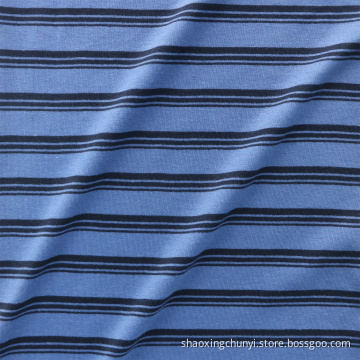 Breathable High Quality POLY65% COTTON35% Stripes Pattern Single Jersey Knitted shirt Fabric For Men Women